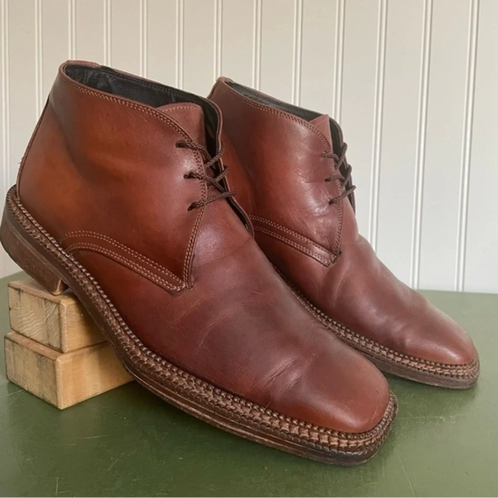 Barefoot Triple Stitched/Handmade Desert Boots in Cognac Leather *Italy*